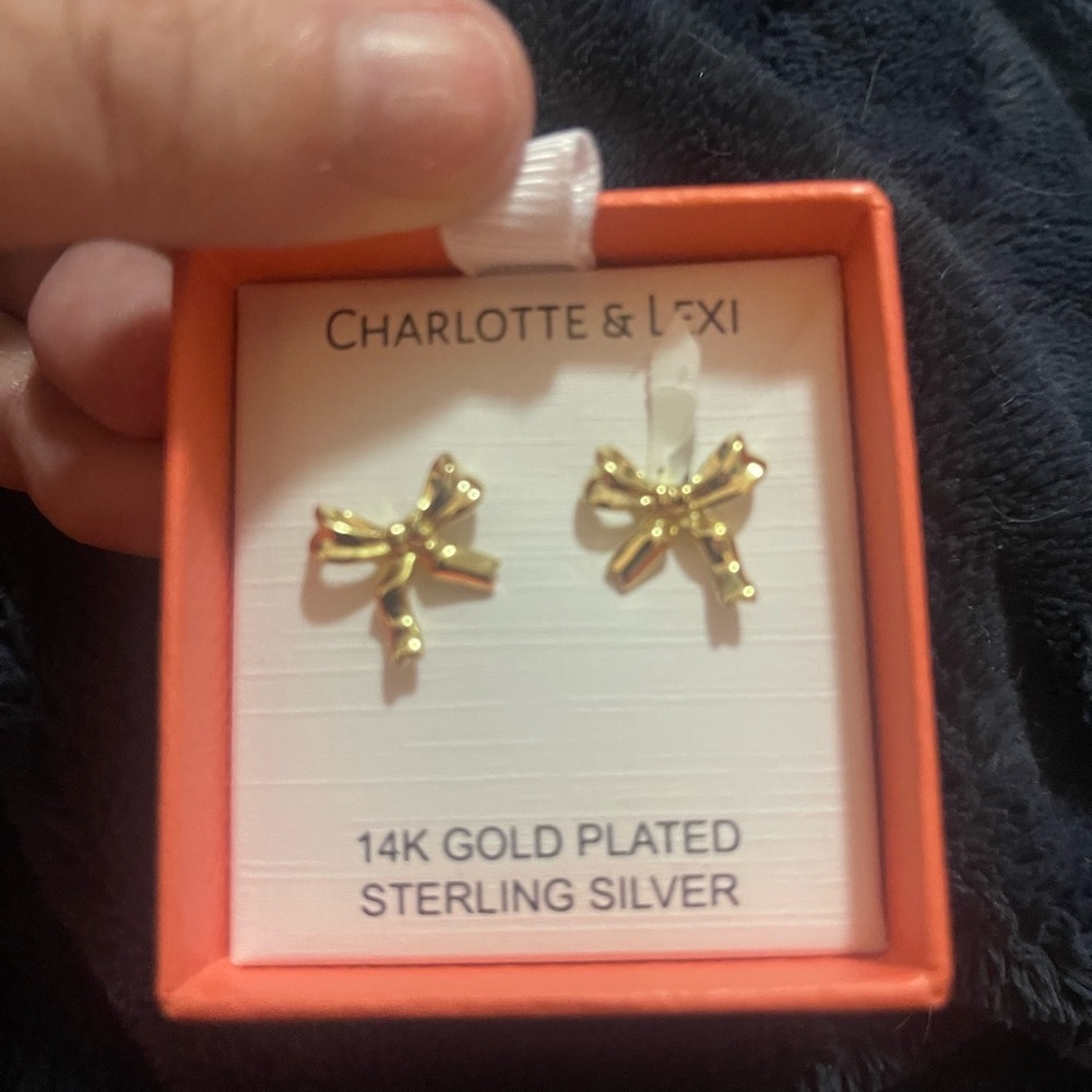 Charlotte & Lexi Gold Plated Bow Earrings